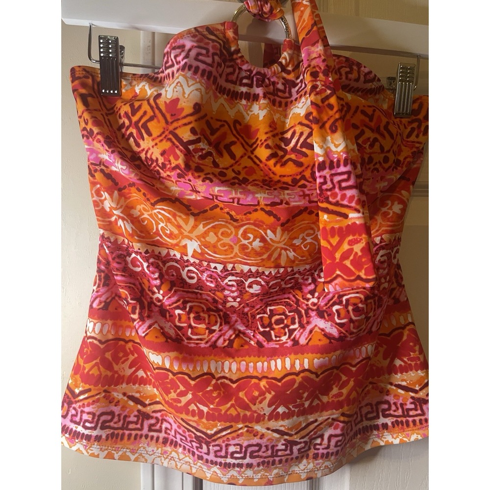 Chaps colorful Tankini Swim Top Size 6 Halter Style Bathing Suit/top